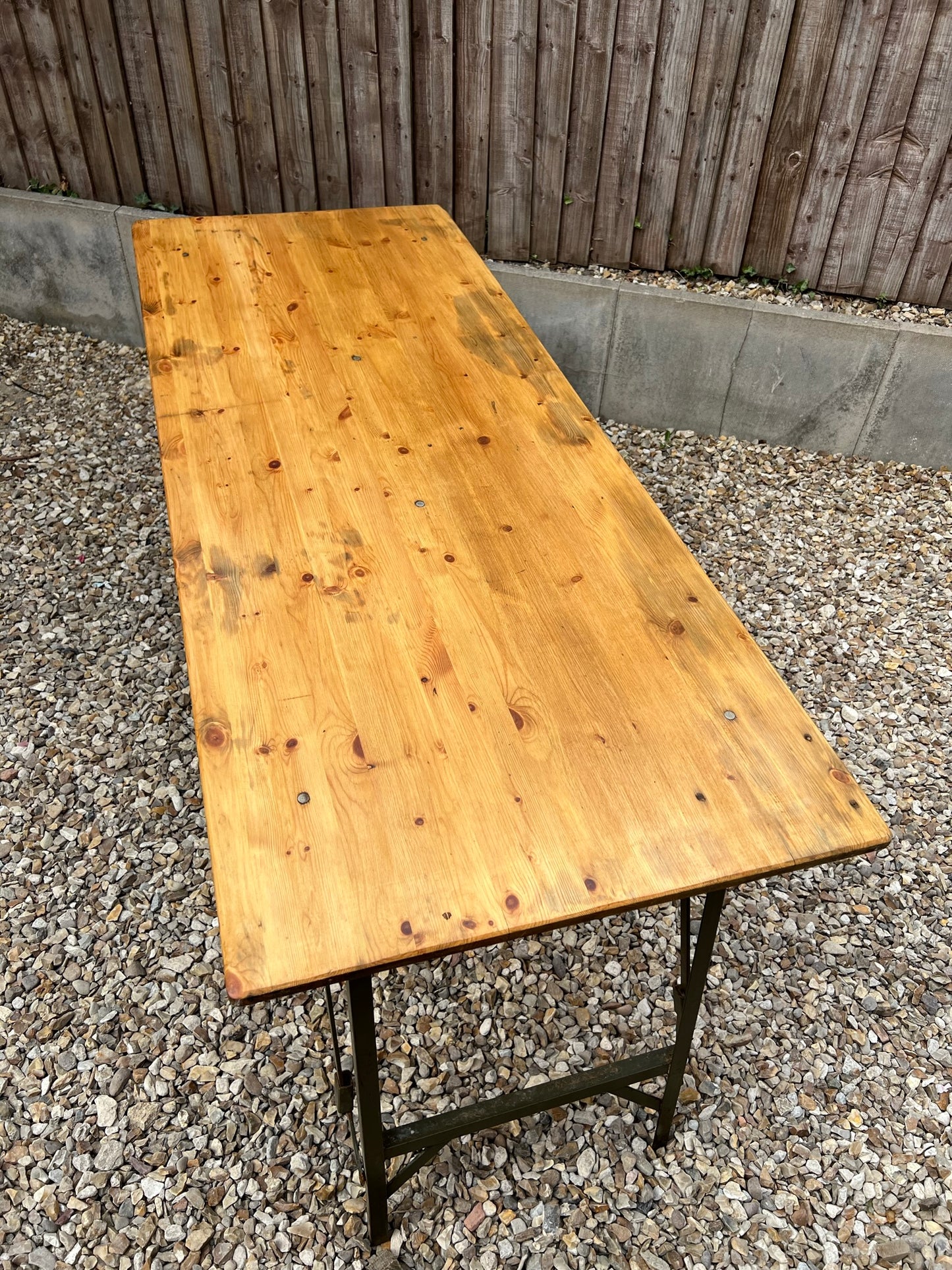Rustic Wooden Folding Trestle Table 6ft Industrial Farmhouse Dining Garden Reclaimed Army
