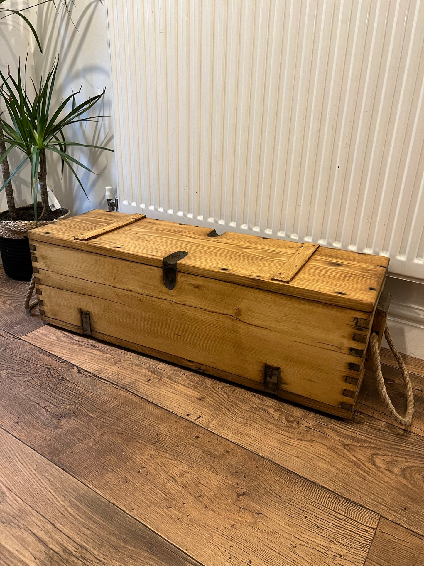 Vintage Wooden Ammo Box Rustic Chest Blanket Box Industrial Side Coffee Table