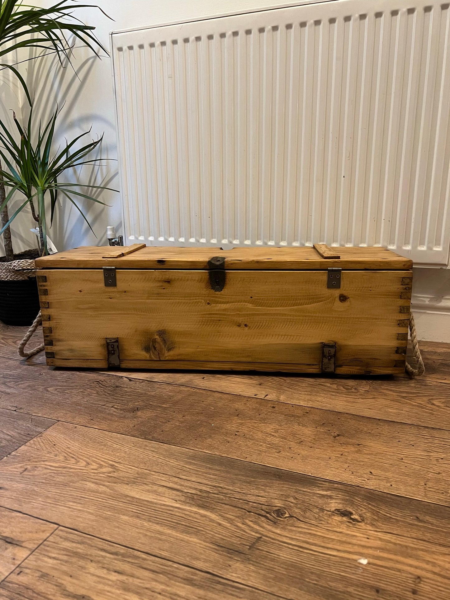 Vintage Wooden Ammo Box Rustic Chest Blanket Box Industrial Side Coffee Table