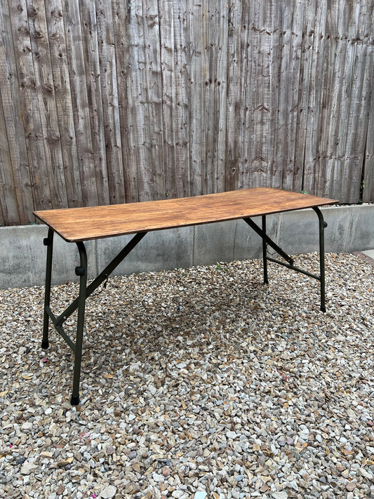 Wooden Folding Trestle Table Rustic Industrial Home Reclaimed Ex British Army Lightweight