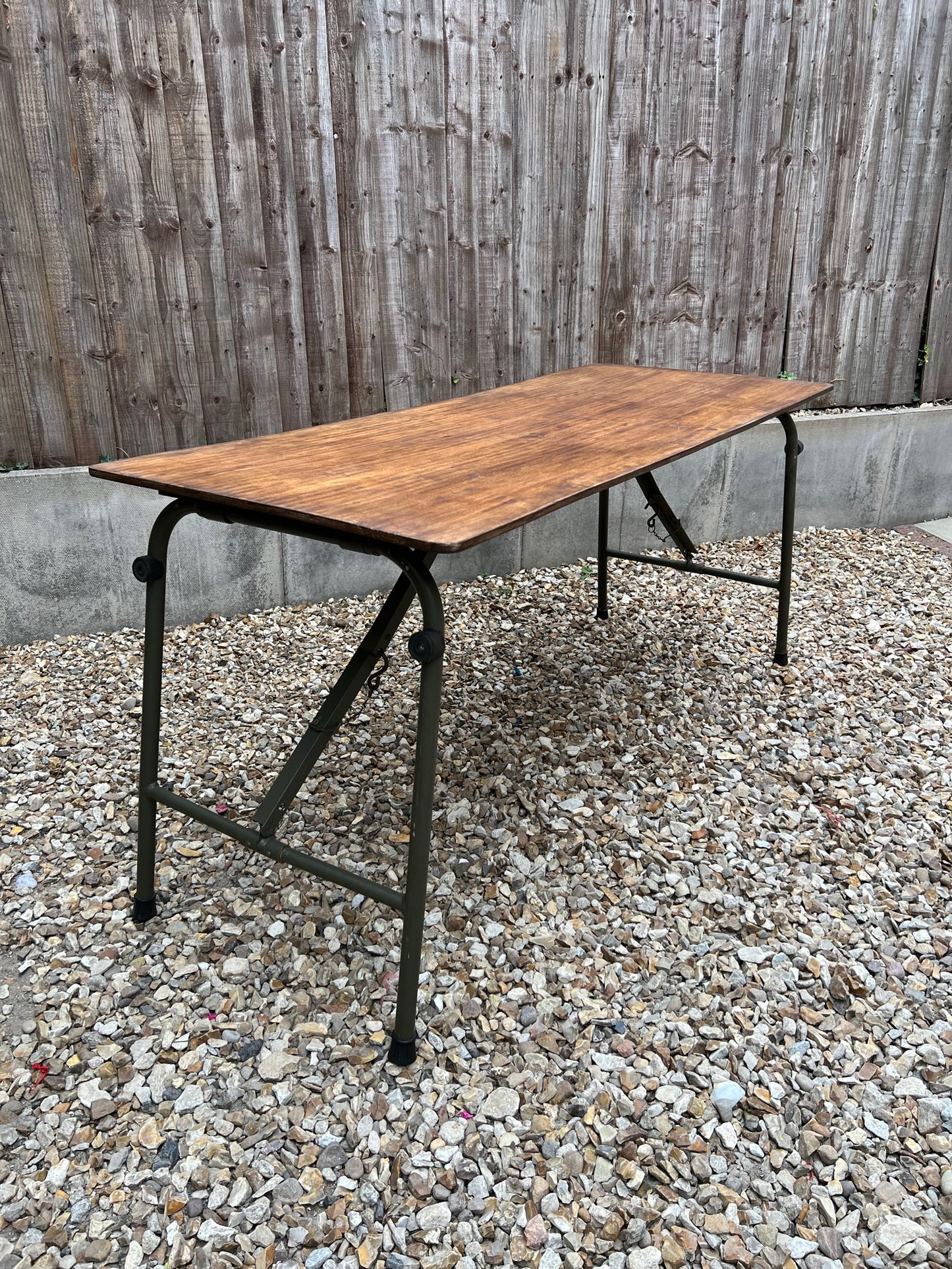 Wooden Folding Trestle Table Rustic Industrial Home Reclaimed Ex British Army Lightweight