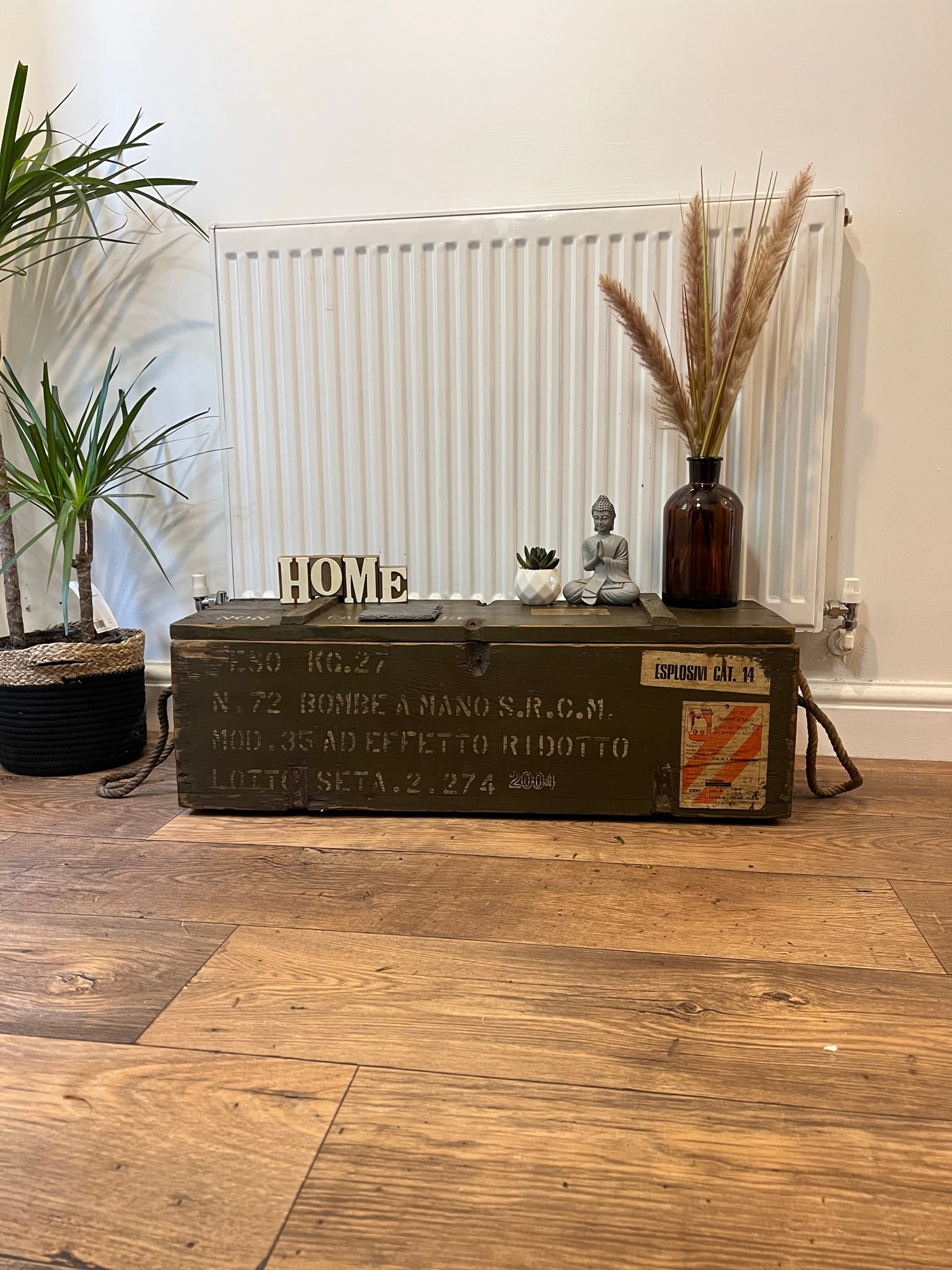 Wooden Ammo Box Vintage Rustic Storage Chest Industrial Trunk Home Cof ...