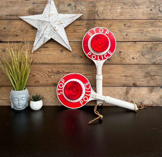 Vintage Police Stop Sign Traffic Light Wand Baton Retro Collectable Display