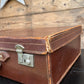 Vintage Cowhide Leather Suitcase Distressed Retro Trunk Décor Theatre Film Display