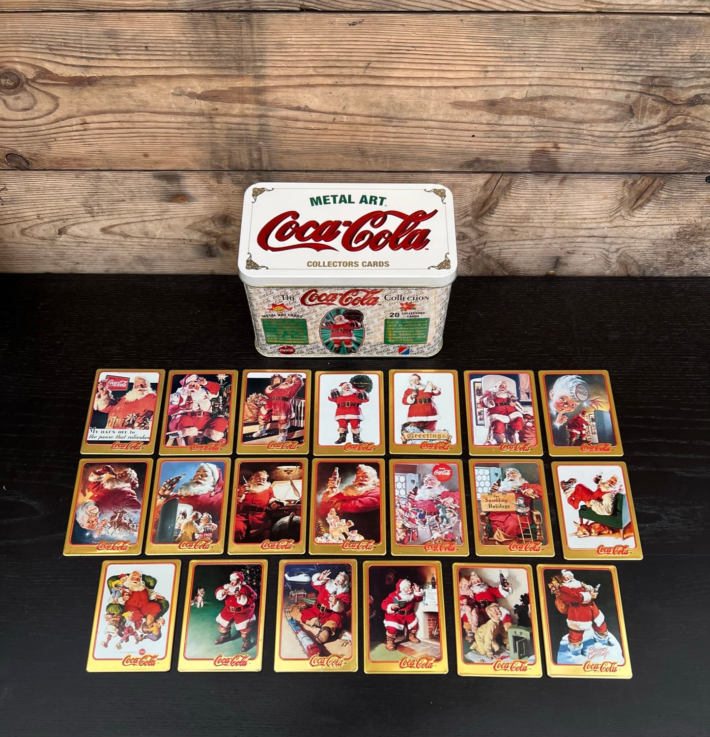 2x Vintage Coca Cola Metal Art Collectors Cards In Tin Retro Collectable Advertising Display