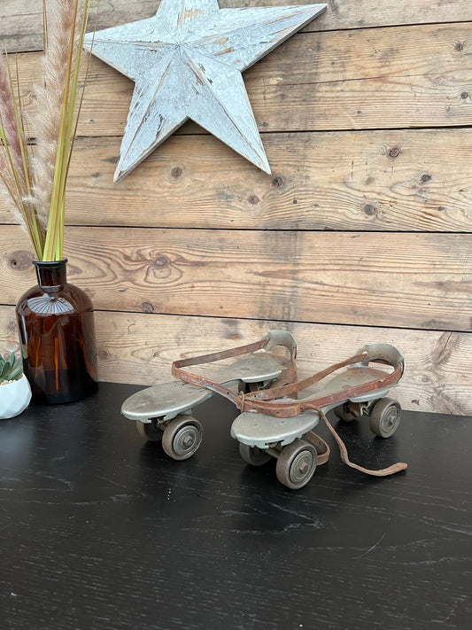 Vintage Rollfast Deluxe Metal Roller Skate Made In USA Rustic Display Collectors