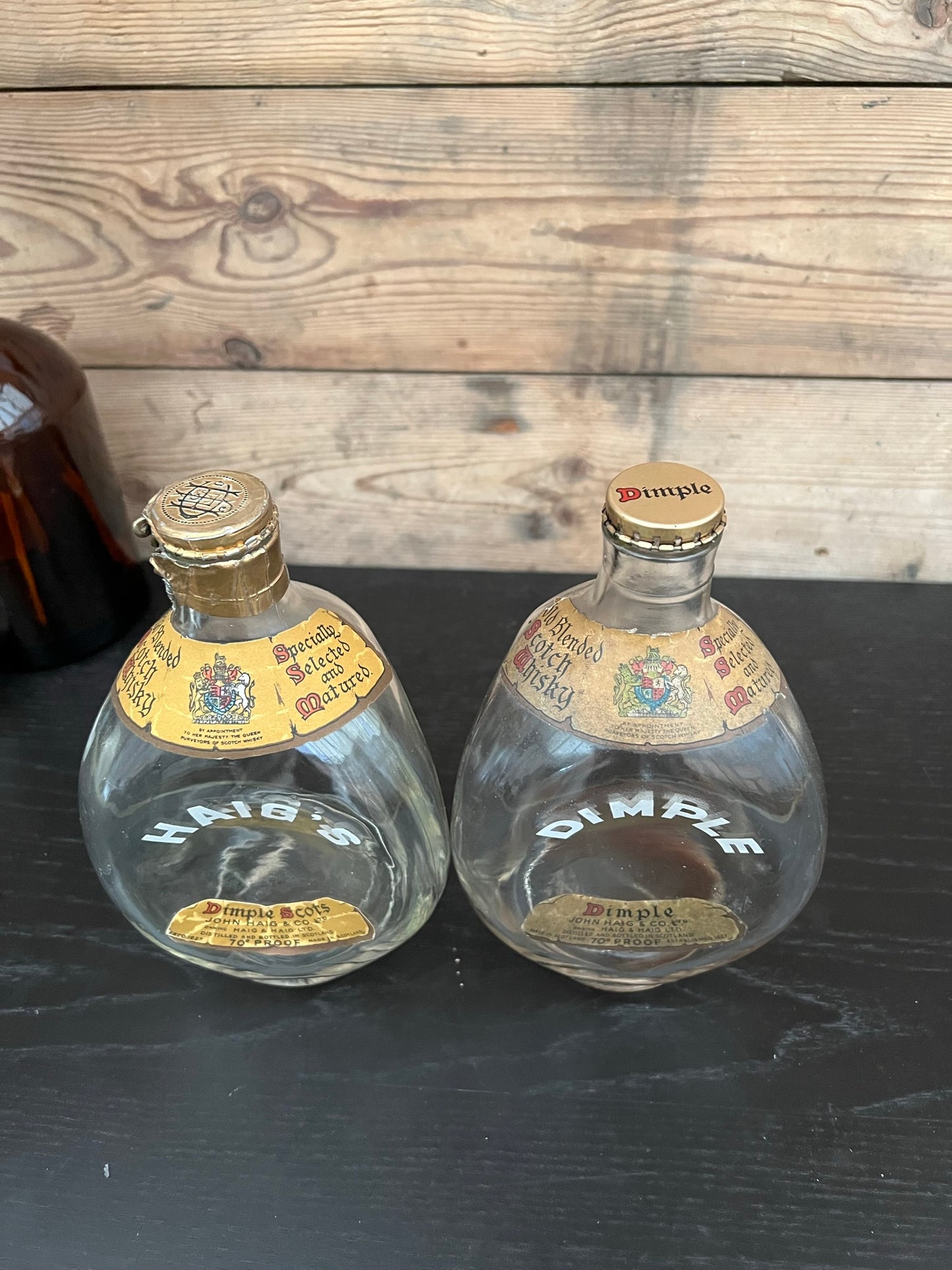 2x Vintage Haig Dimple Whisky Glass Bottle Scotch Whisky Decorative Home Decor