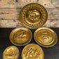 5x Vintage Decorative Brass Wall Plate Job Lot Galleon Ship Boho Bohemian Brass Décor