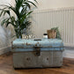 Vintage Metal Storage Trunk Rustic Coffee Side Table Original Travel Storage Steamer Chest