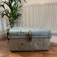 Vintage Metal Storage Trunk Rustic Coffee Side Table Original Travel Storage Steamer Chest