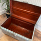 Vintage Metal Storage Trunk Rustic Coffee Side Table Original Travel Storage Steamer Chest