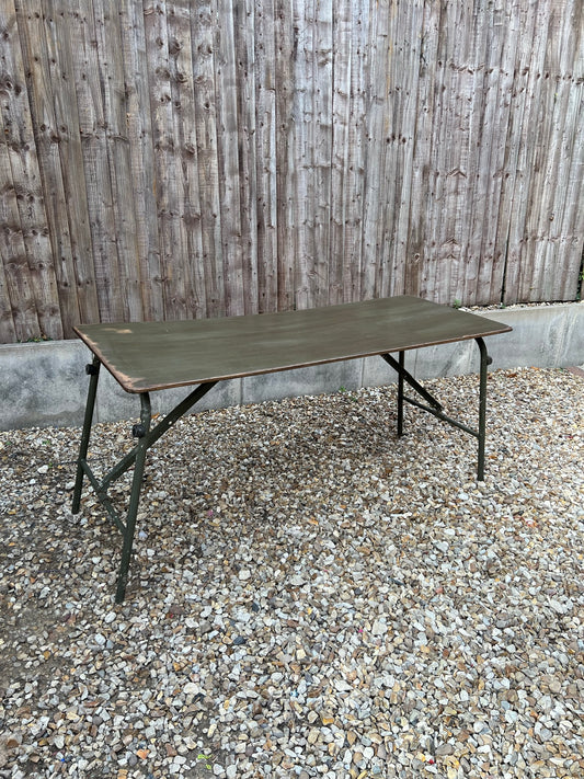 Wooden Folding Trestle Table Rustic Industrial Home Reclaimed Ex British Army Lightweight