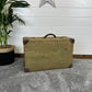 Vintage Canvas & Leather Suitcase Trunk Military Army Boho Rustic Home Décor