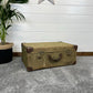 Vintage Canvas & Leather Suitcase Trunk Military Army Boho Rustic Home Décor
