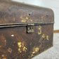 Large Vintage Metal Trunk Rustic Coffee Side Table Original Storage Steamer Chest