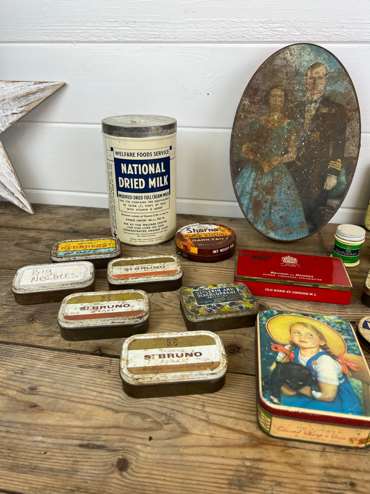 18x Vintage Tin Job lot Collectable Tobacco Tins Rustic Décor Vintage Display