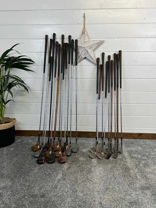 21x Vintage Golf Clubs Job Lot Some With Wood Shaft Vintage Display