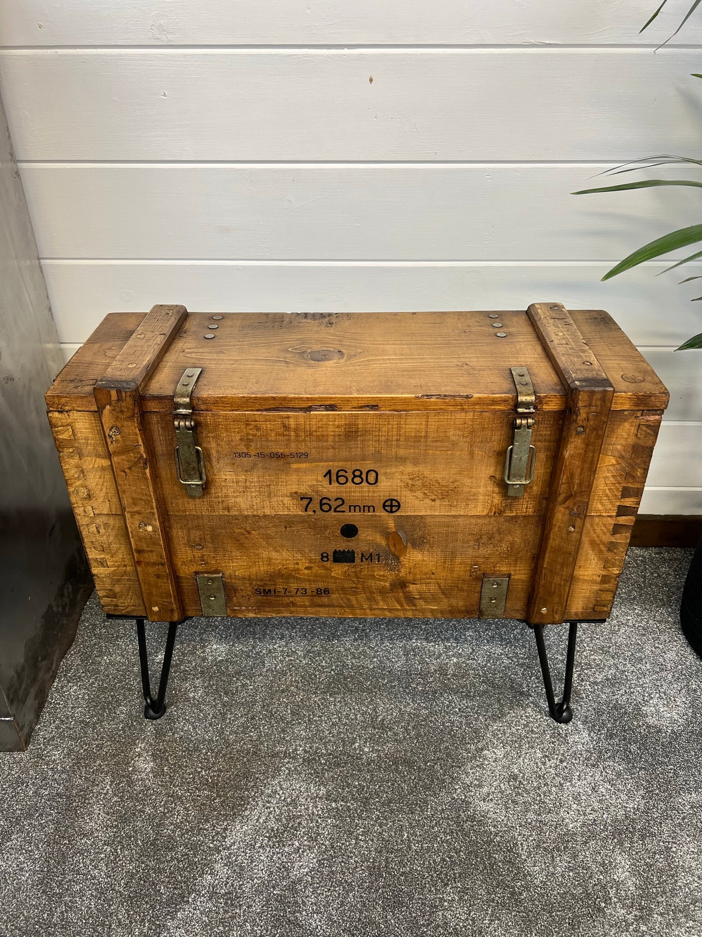 Wooden Ammo Box Coffee Table Vintage 1986 Rustic Storage Toy Chest Industrial Trunk