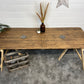 Rustic Wooden Trestle Table Top 6ft Industrial Farmhouse Dining Garden Reclaimed Army
