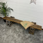 Rustic Industrial Bench Top Wooden Trestle Bench Patio Farmhouse Dining Seat Reclaimed Army
