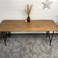 Rustic Vintage Wooden Folding Trestle Table 1952 Industrial Farmhouse Dining Garden Reclaimed Army