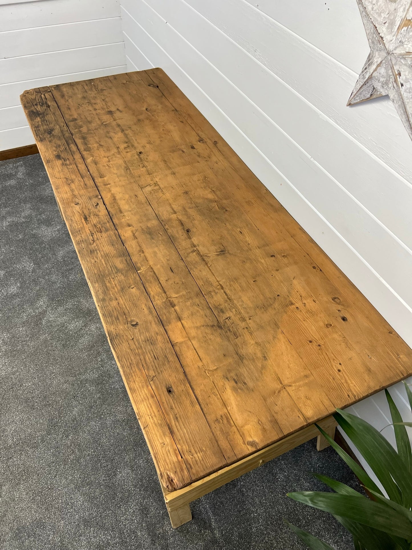 Rustic Industrial Trestle Table Top Wooden Vintage Table Farmhouse Wedding Chic