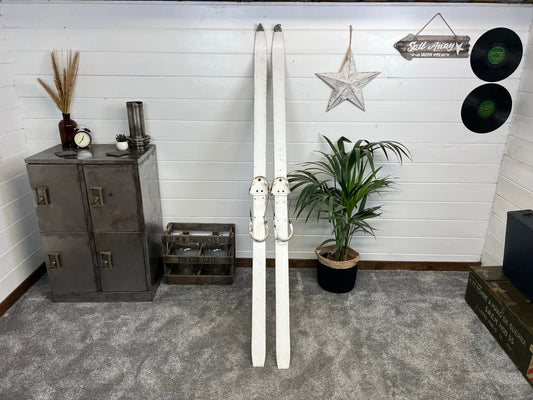 Vintage Rustic Skis 190cm Reclaimed Army Rustic Winter Christmas Display Wedding Decor