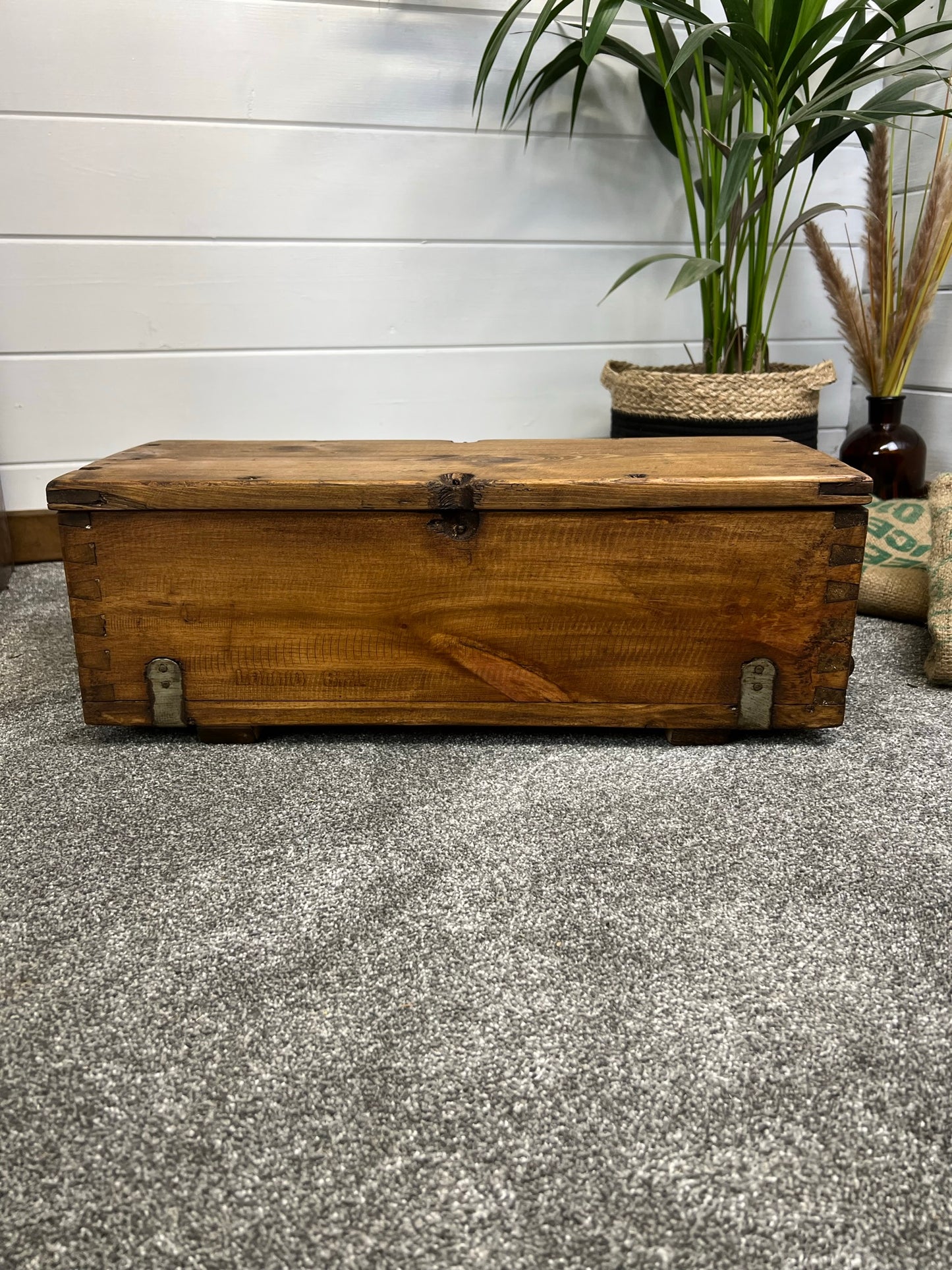 Rustic Vintage Wooden Ammo Box Ex Army Storage Chest Toolbox Gift Box Man Cave