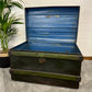 Vintage Metal Steamer Trunk Rustic Coffee Side Table Original Travel Storage Large Trunk