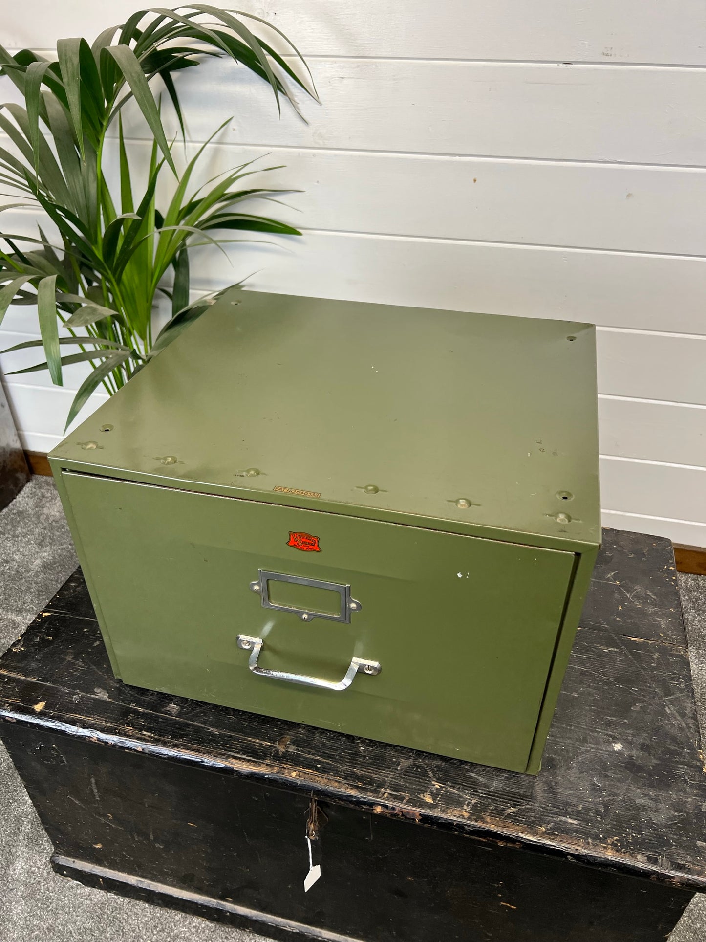 Vintage Veteran Series Large Metal Retro Industrial Tabletop Storage Filing Cabinet British Made