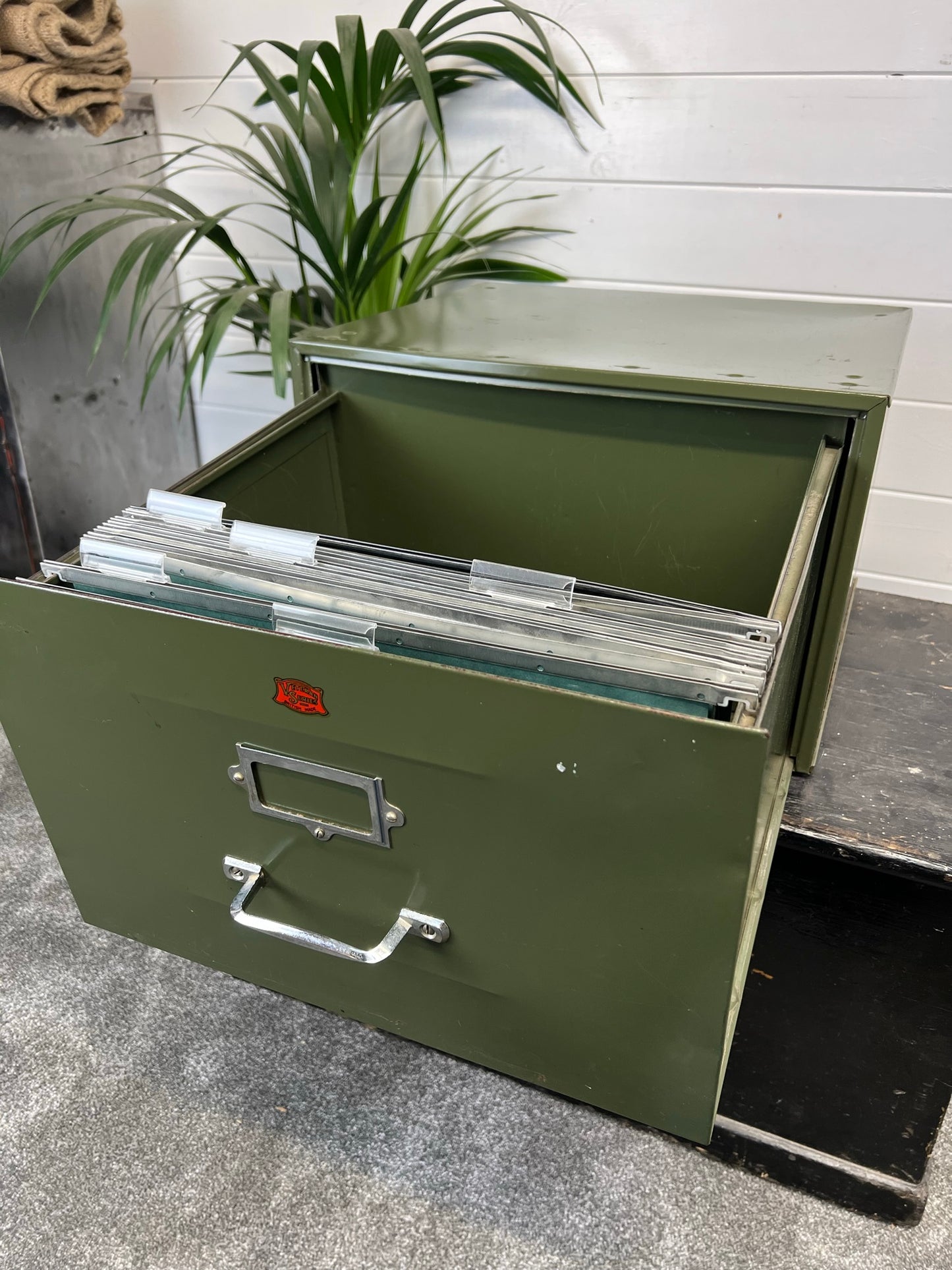 Vintage Veteran Series Large Metal Retro Industrial Tabletop Storage Filing Cabinet British Made