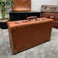 Vintage Brown Leather Suitcase Retro Travel Trunk Boho Décor Display