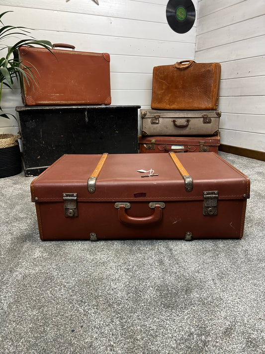 Vintage Battenbound Motor Luggage Suitcase Trunk Vintage Car Case With 2x Keys