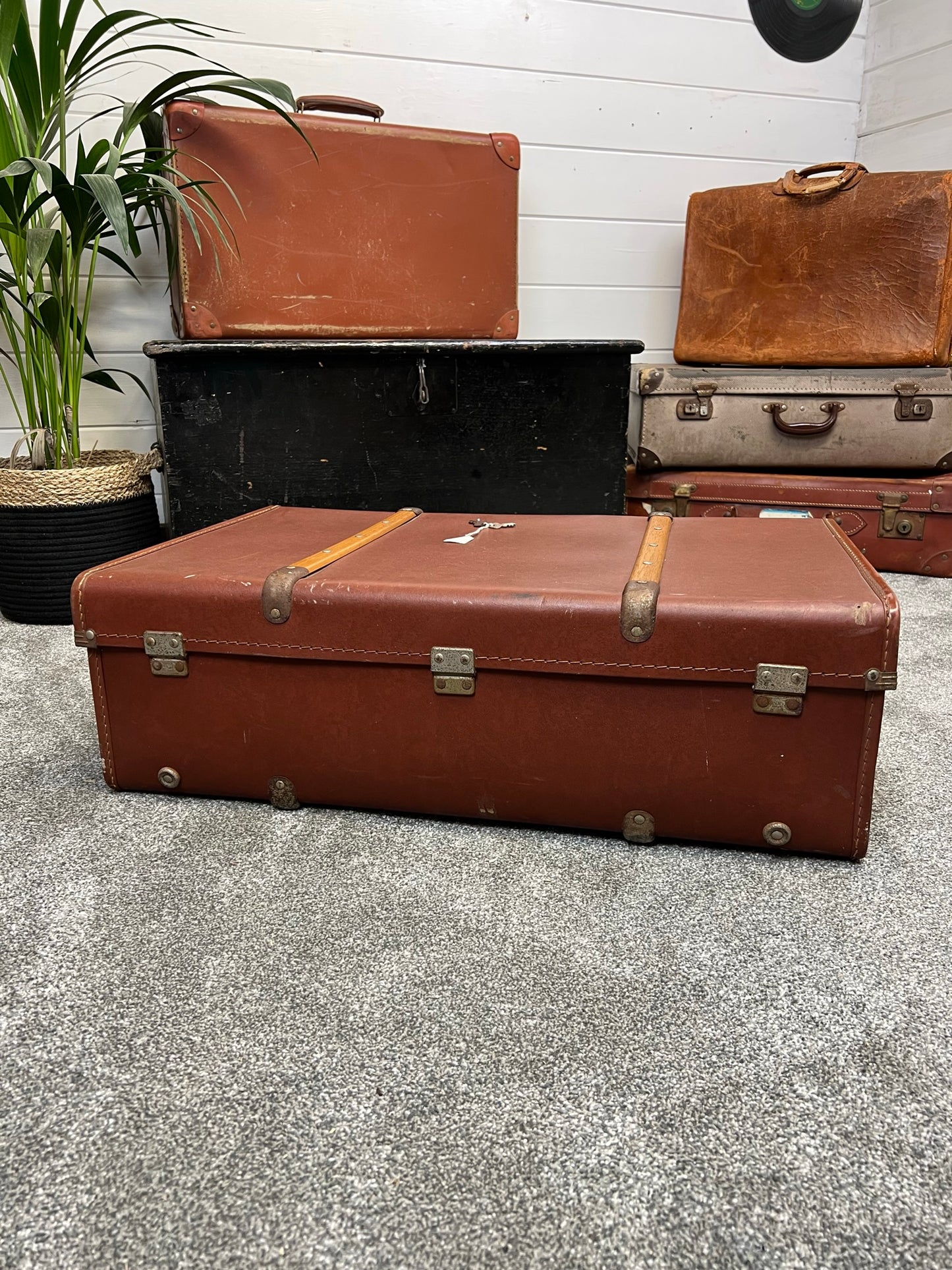 Vintage Battenbound Motor Luggage Suitcase Trunk Vintage Car Case With 2x Keys