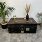 Large Vintage Metal Steamer Crown Trunk Rustic Coffee Side Table Blanket Box Travel Storage Trunk