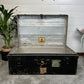 Large Vintage Metal Steamer Crown Trunk Rustic Coffee Side Table Blanket Box Travel Storage Trunk