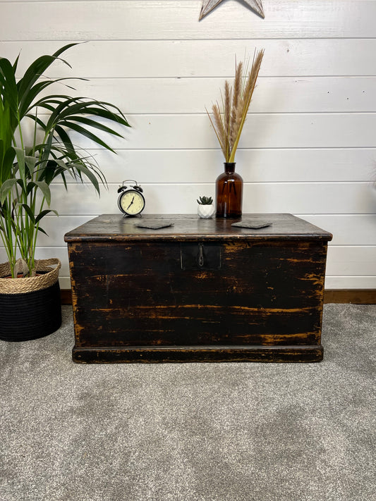 Vintage Wooden Blanket Box Rustic Home Storage Seat Toy Chest Trunk