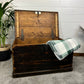 Vintage Wooden Blanket Box Rustic Home Storage Seat Toy Chest Trunk