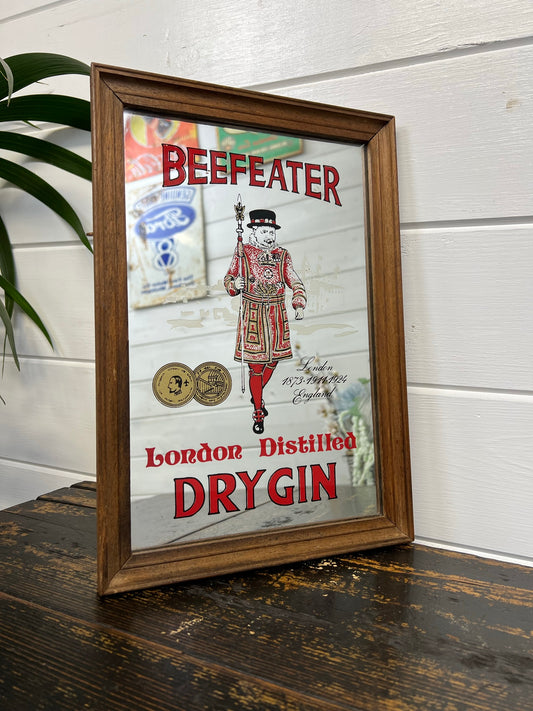 Vintage Pub Advertising Mirror Beefeater Dry Gin Home Bar Decor