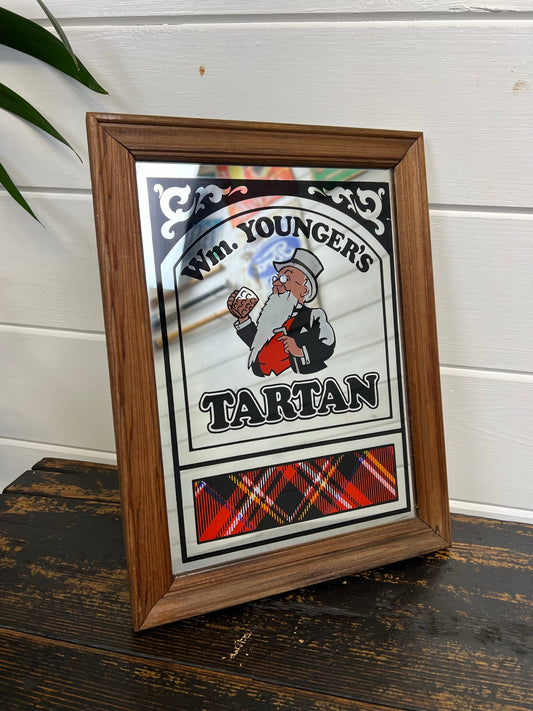 Vintage Wm Youngers Tartan Pub Advertising Mirror Home Bar Beer Decor