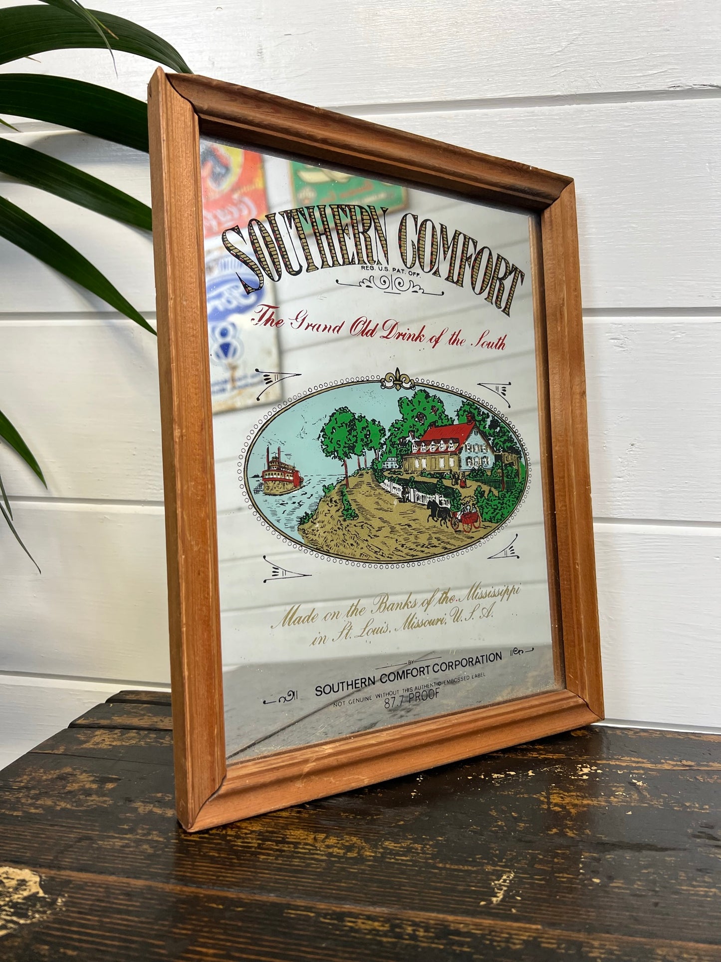 Vintage Southern Comfort Pub Advertising Mirror Home Bar Decor