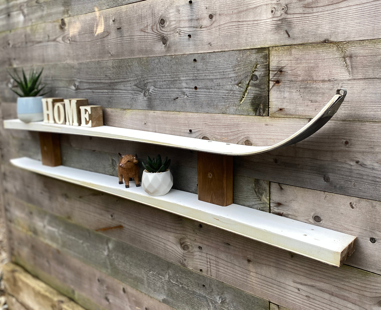 Rustic Handmade Reclaimed Ski Shelves