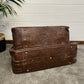 Pair of Vintage Brown Leather Suitcase x2 Retro Travel Trunk Boho Décor Display
