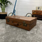Vintage Orient Make Brown Leather Suitcase With 2x Keys Retro Travel Trunk Display