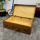 Vintage Orient Make Brown Leather Suitcase With 2x Keys Retro Travel Trunk Display