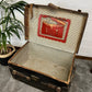 Vintage Antique Black Leather Steamer Trunk Large Travel Chest Steampunk Industrial Blanket Box