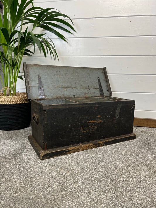 Vintage Wooden Toolbox Carpenter Tool Chest Box Decor Side Table