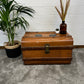 Vintage Metal Steamer Trunk Rustic Coffee Side Table Original Travel Storage Large Trunk