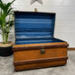 Vintage Metal Steamer Trunk Rustic Coffee Side Table Original Travel Storage Large Trunk
