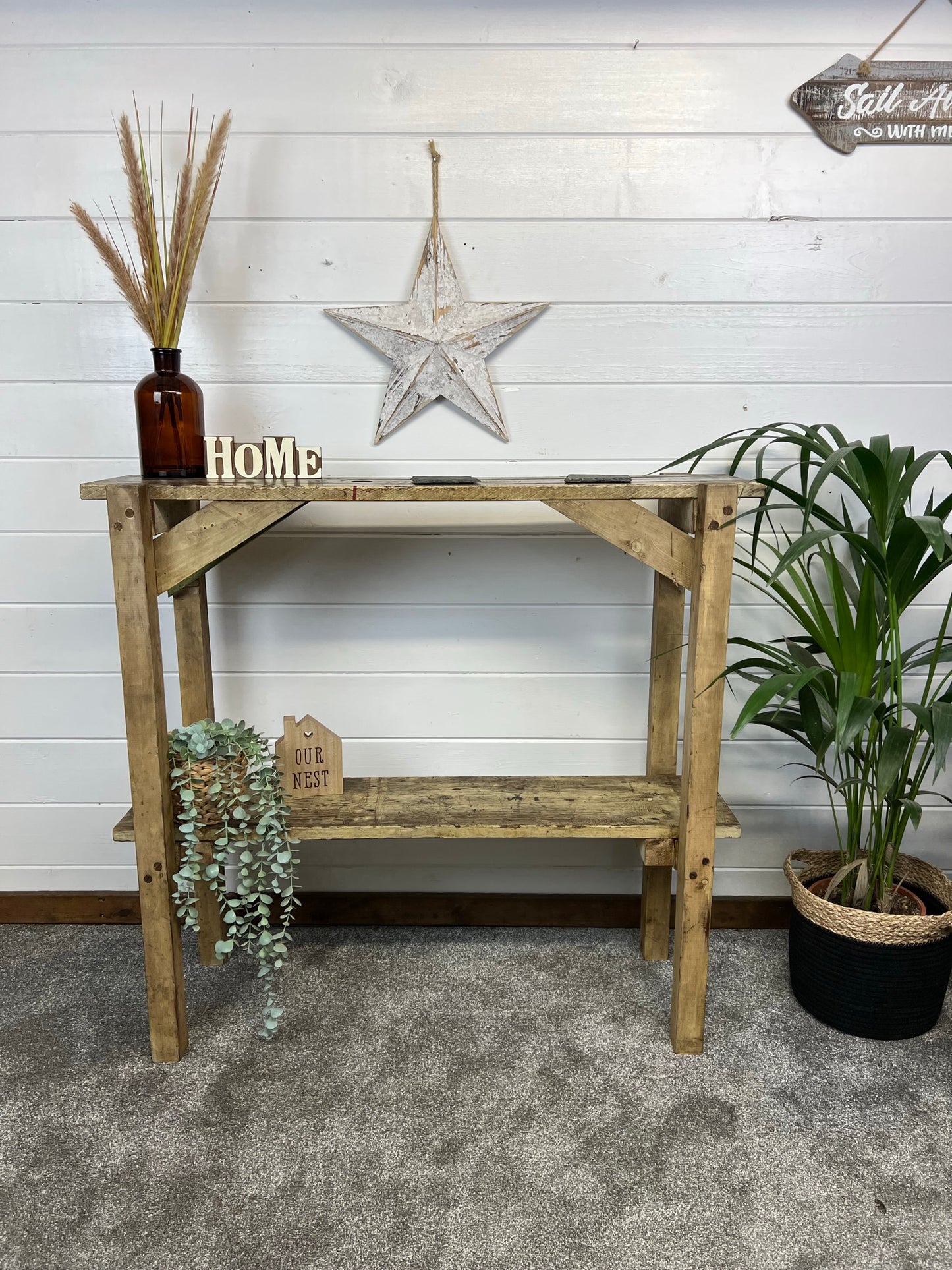 Rustic Entryway Console Table Narrow Hallway Side Table Reclaimed Shabby Chic Distressed